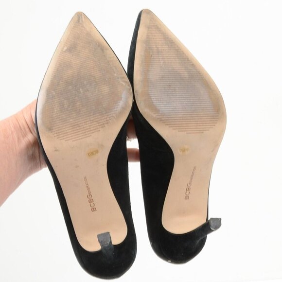 BCBGeneration Black Suede Pointy Toe Stiletto Slip-on Heels Women's 8.5 - Picture 6 of 8